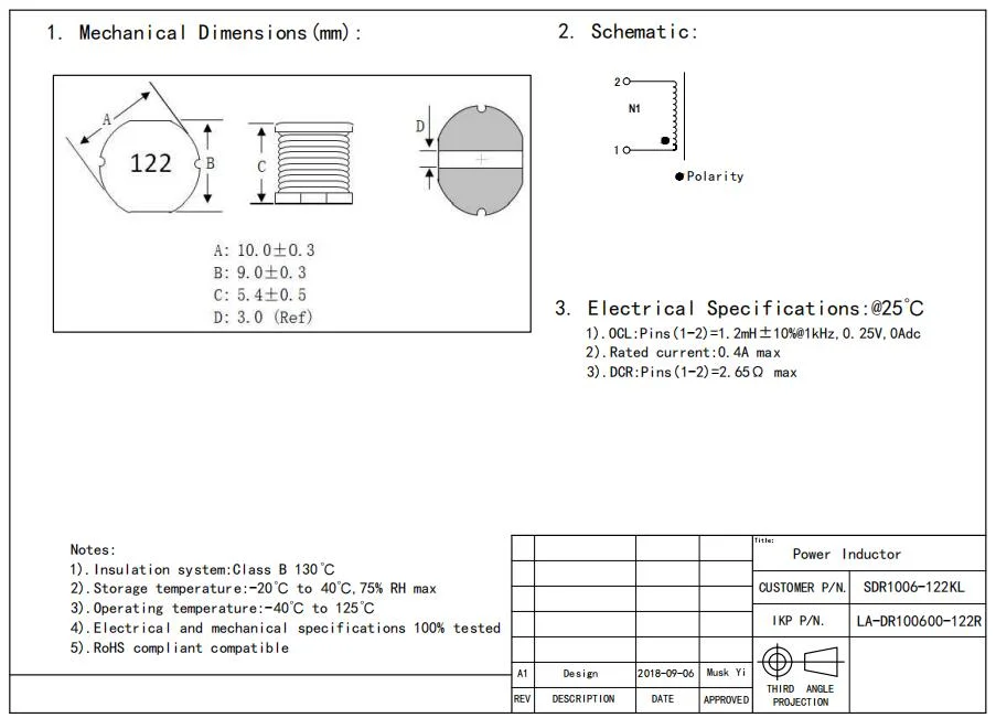 インターフェースインダクタ 表面マウント電源インダクタ