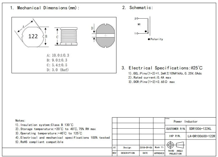 高電流低プロフィール電源インダクタ SMDチップインダクタ