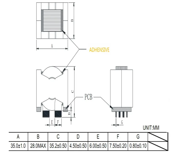 50W~1000WフェライトコアフラットワイヤのSMD電源インダクタ 工場価格PQ2014