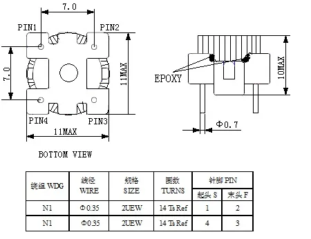 ベースまたはケース付きのコモンモード電源誘導器