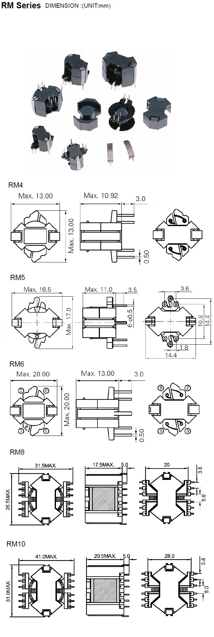 RM ISO9001-2000 承認されたIKP-ELEC カートン RM4/5/6/7/8/9/10/12/13/14 中国 電圧高周波トランスフォーマー
