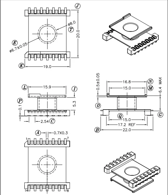 RoHS コンプリクト SMD Er 14.5 高周波トランスフォーマー