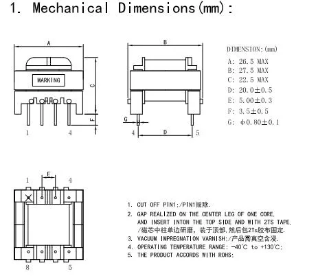 DCからDC変換のための電源トランスフォーマー